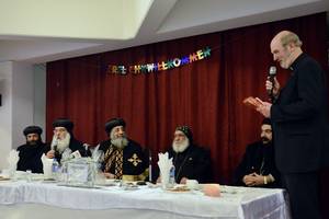 Photo: Bishop Schirrmacher welcomes the Coptic Pope to Germany on December 19, 2013 © BQ/Schirrmacher