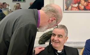 Photo: Bishop Schirrmacher in conversation with the Papal Nuncio for Germany © WEA/Dr. Sorin Muresan