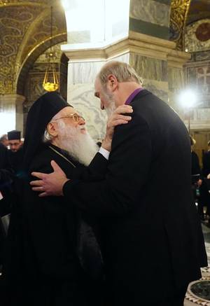 Photo: Thomas Schirrmacher with the prize winner, Archbishop Anastasios Yannoulatos Â© BQ/Esther Schirrmacher