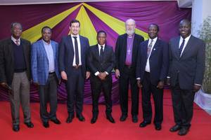 Photo: Thomas Schirrmacher during the reception with the general secretaries of the Association of Evangelicals in Africa and the Pan African Council of Churches © WEA